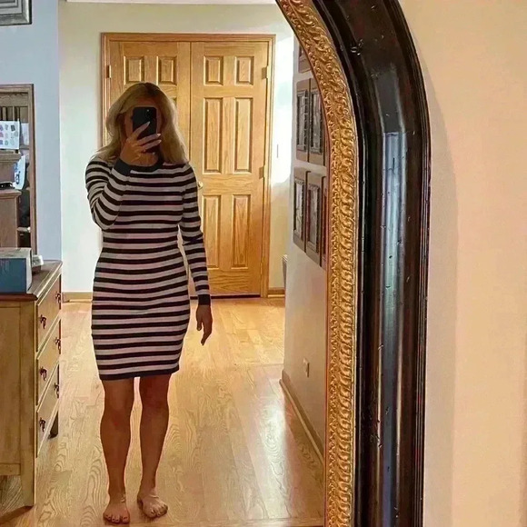 Milly Blue and White Striped Long Sleeved Sweater Dress Size Small - Picture 12 of 14